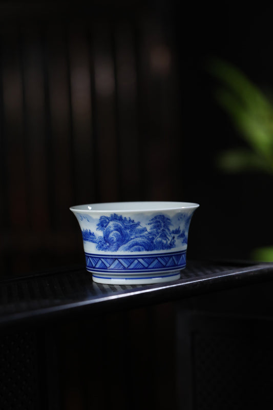 Jingdezhen Blue & White Landscape Teapot Set with Two Teacups