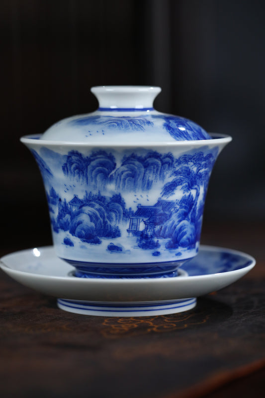 Jingdezhen Blue & White Gaiwan Set for Two