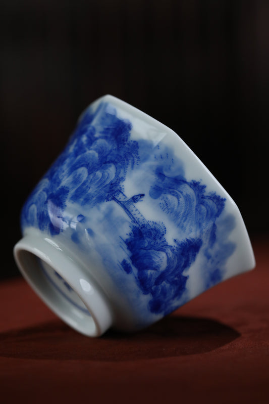 Jingdezhen Blue & White Landscape Octagonal Teacup