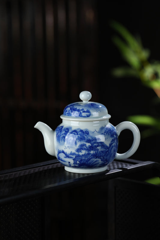 Jingdezhen Blue & White Landscape Teapot