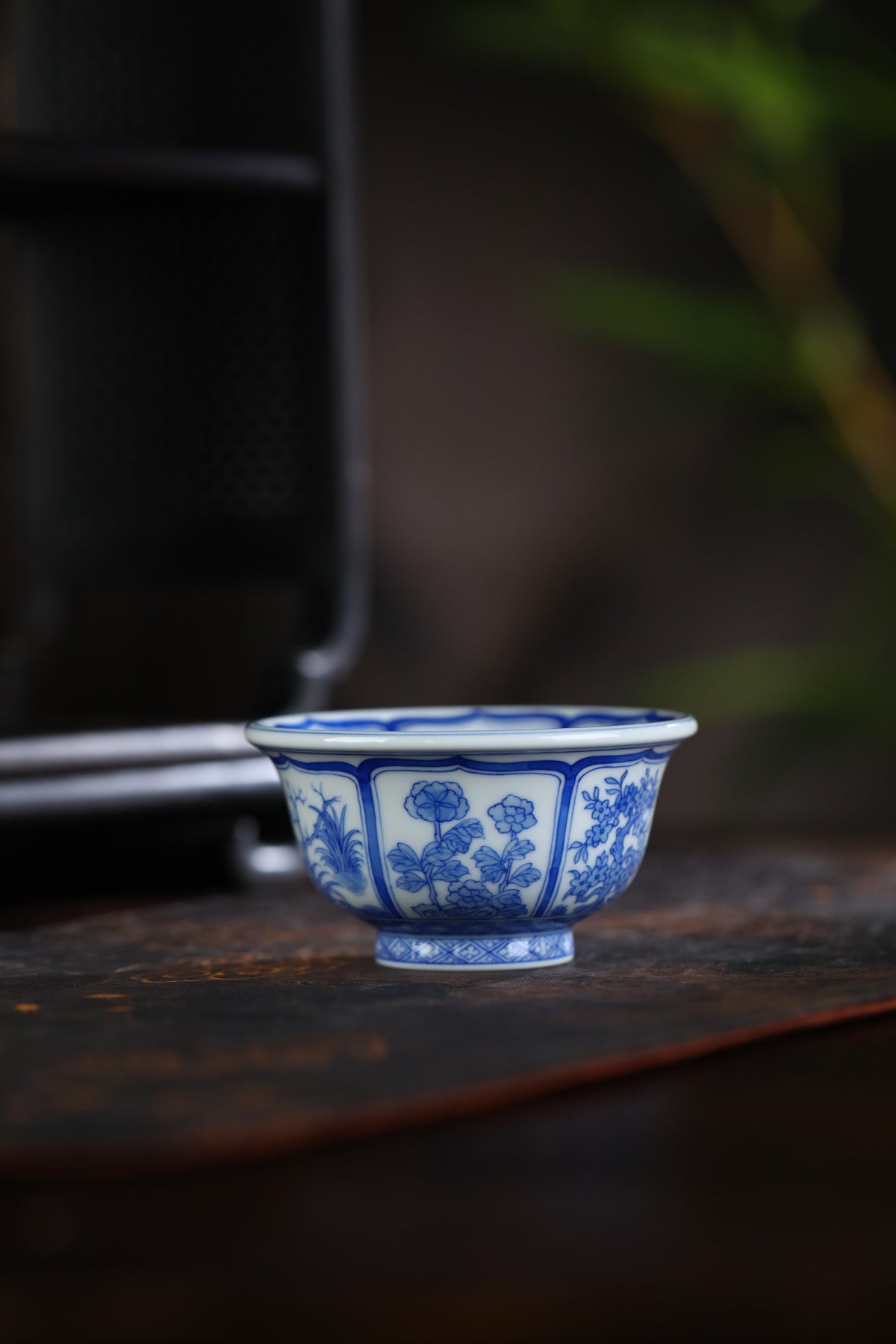 Jingdezhen Blue & White Twelve Flower Deities Teacup