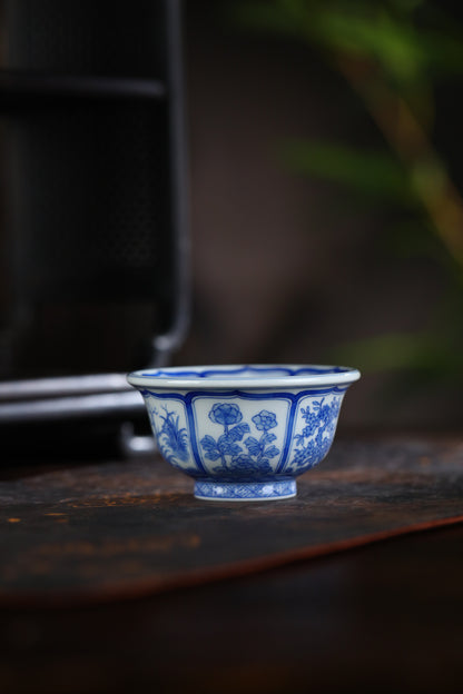 Jingdezhen Blue & White Twelve Flower Deities Teacup