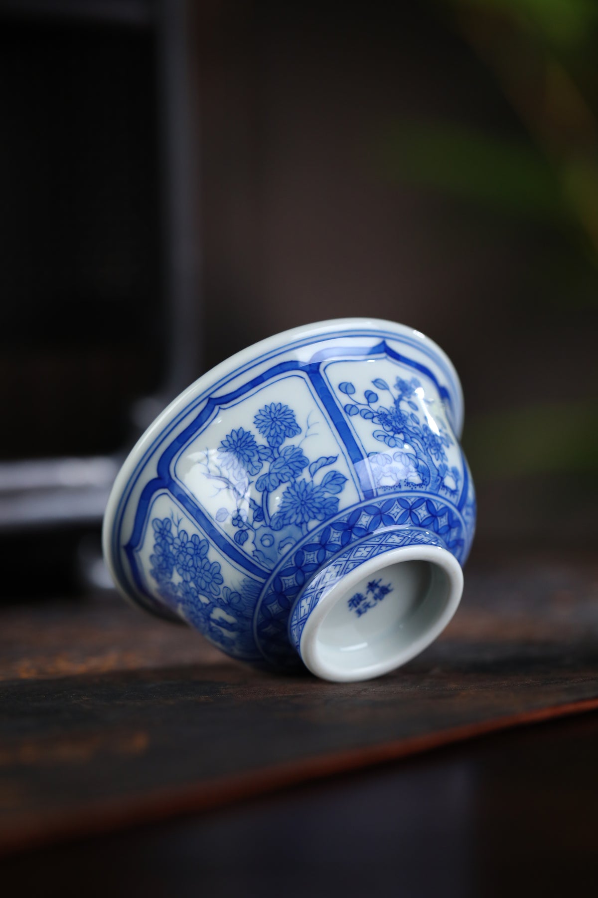 Jingdezhen Blue & White Twelve Flower Deities Teacup