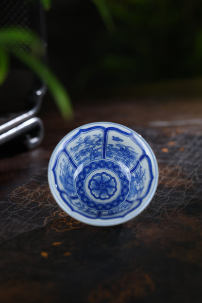 Jingdezhen Blue & White Twelve Flower Deities Teacup