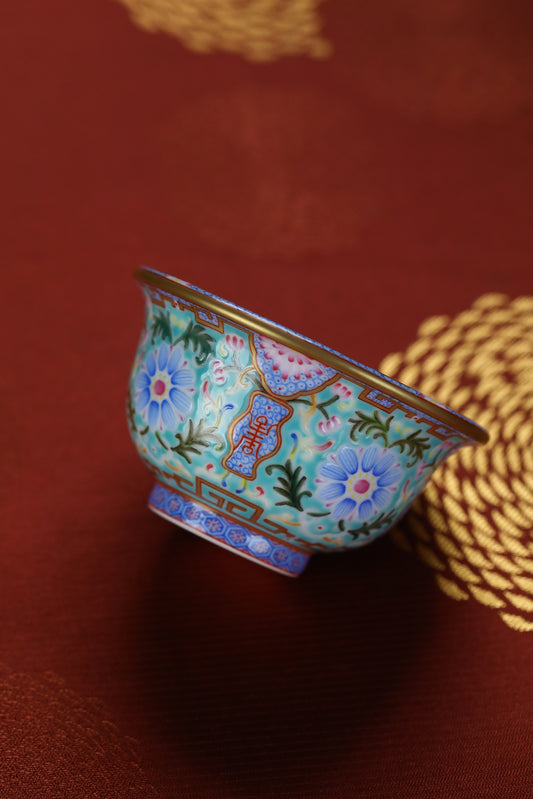 Imperial-Style Famille Rose Enamel Teacup