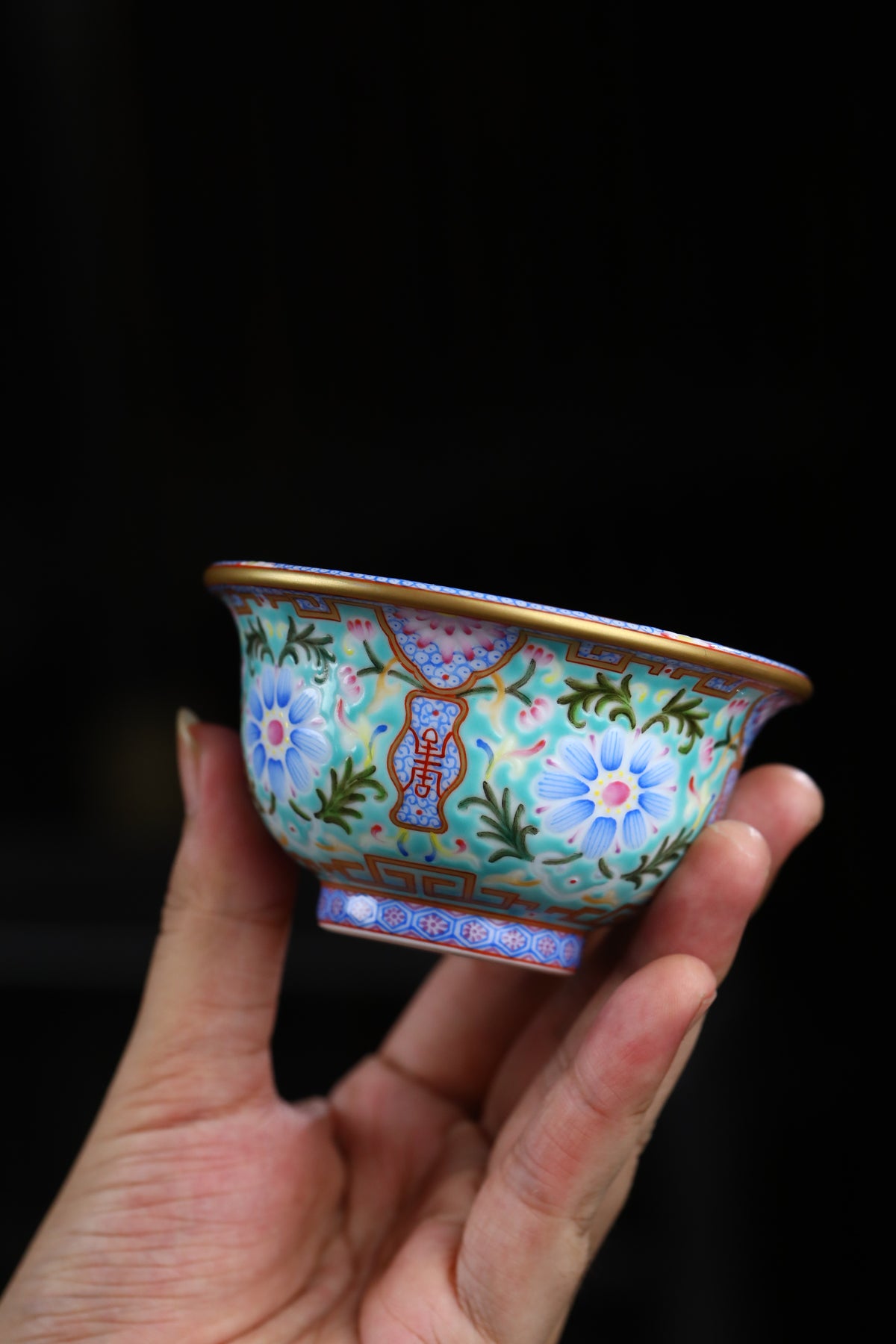 Imperial-Style Famille Rose Enamel Teacup