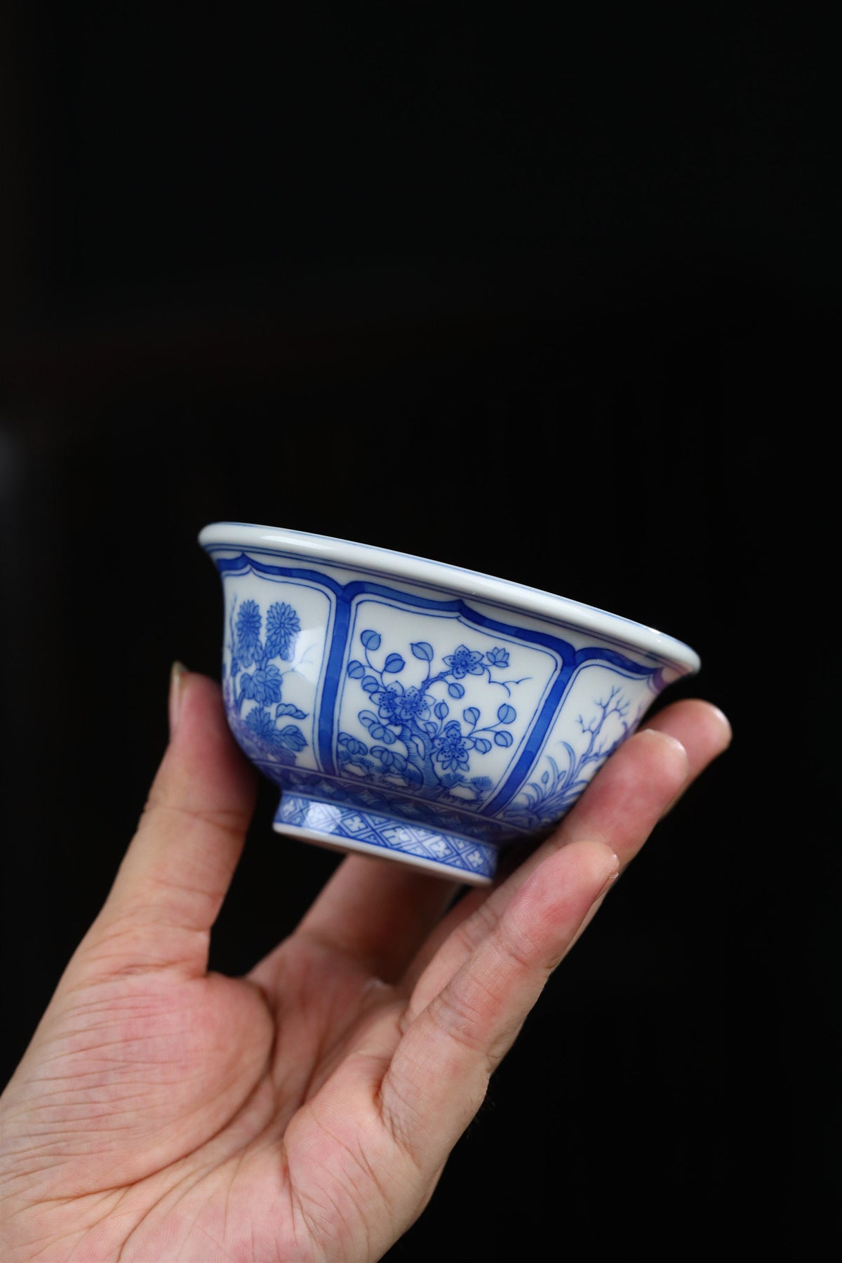 Jingdezhen Blue & White Twelve Flower Deities Teacup