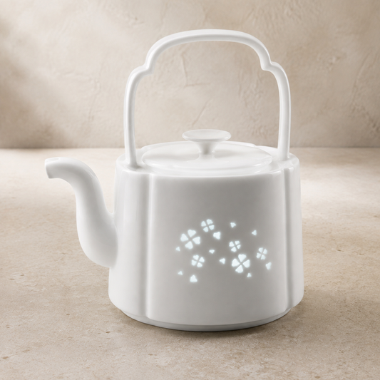 White Begonia Blossom Linglong Jingdezhen Porcelain Tea Set